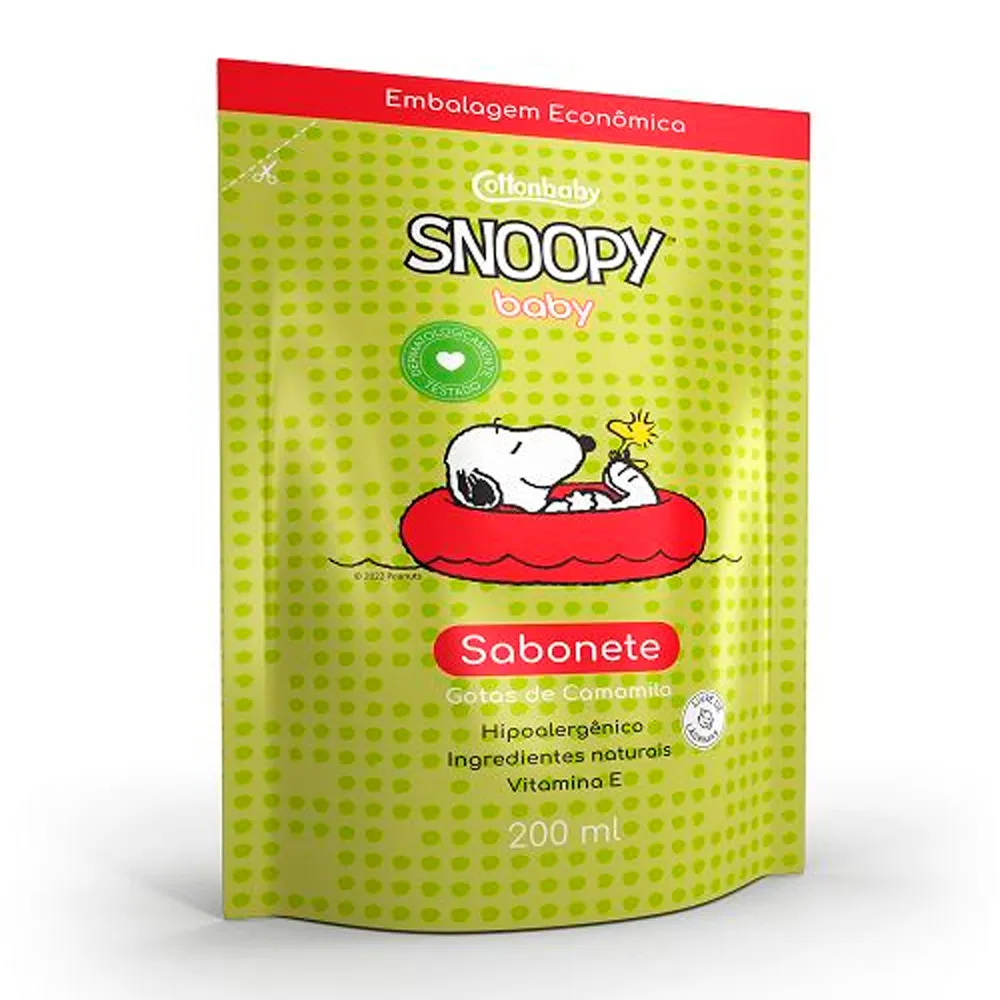 Sabonete Líquido Cottonbaby Snoopy Baby Gotas de Camomila Refil 200ml
