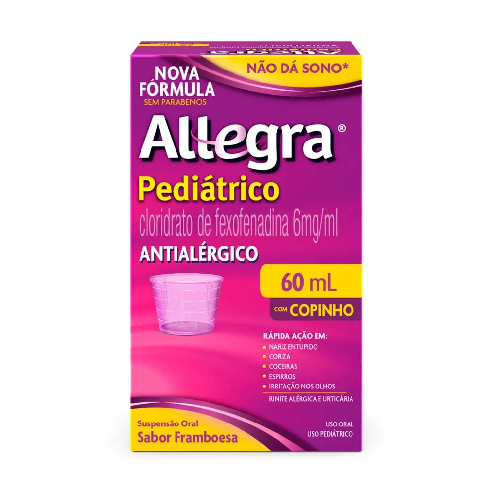 Allegra Pediátrico 6mg/ml Antialérgico Infantil Suspensão Oral 60ml + Copo Dosador