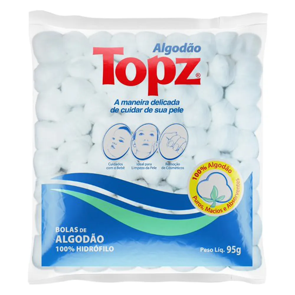 Algodão Topz Bolas Hidrófilo 95g