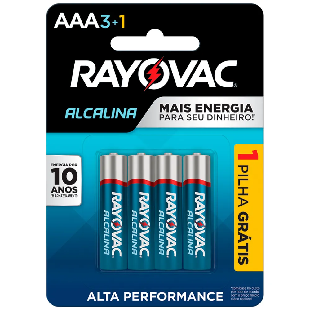 Pilha Rayovac Alcalina AAA Palito 4 Unidades