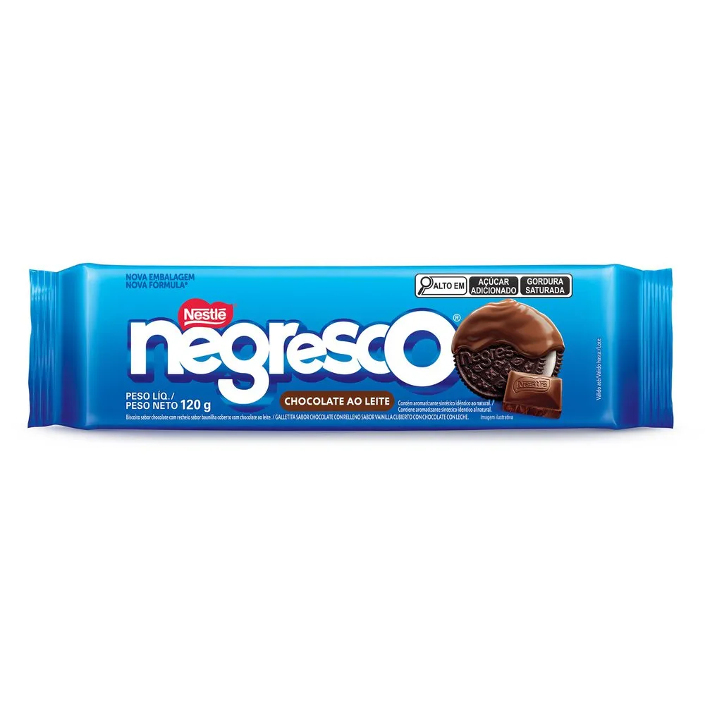 Biscoito Negresco Nestlé Recheio de Baunilha e Cobertura de Chocolate 120g