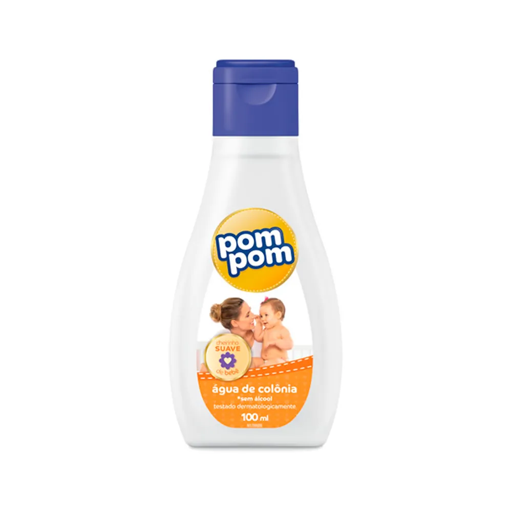 Água de Colônia Infantil Pom Pom Cheiro Suave de Bebê Zero Álcool 100ml