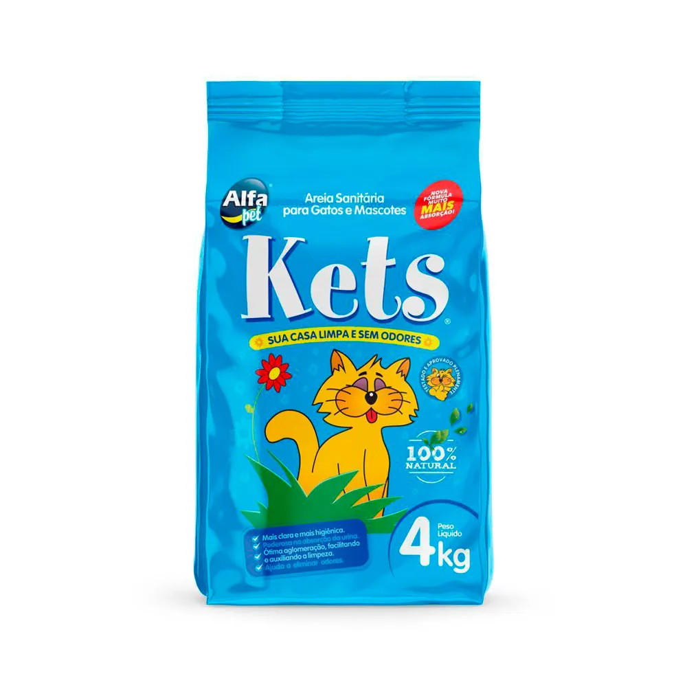 Areia Sanitária Kets para Gatos e Mascotes 4Kg