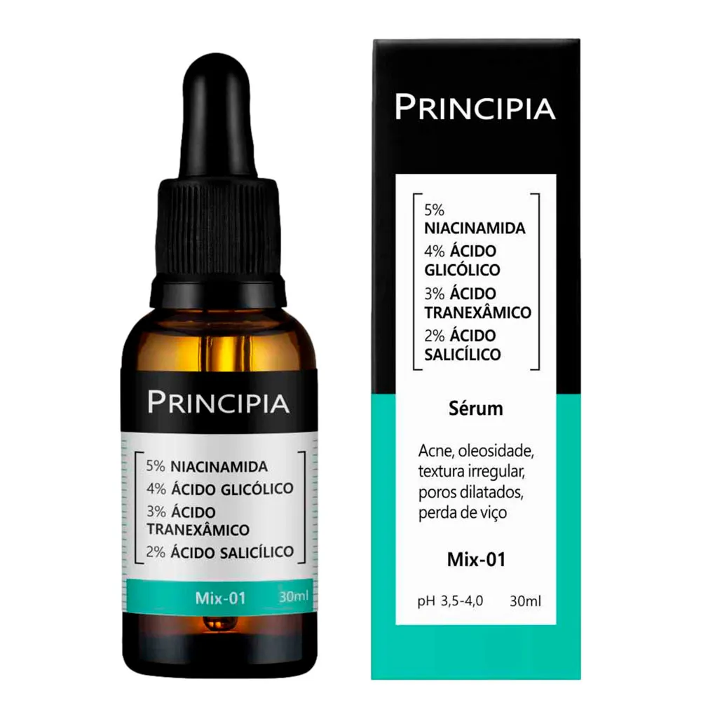 Sérum Principia Mix-01 Niacinamida, Ácidos Glicólico, Tranexâmico e Salicílico 30ml