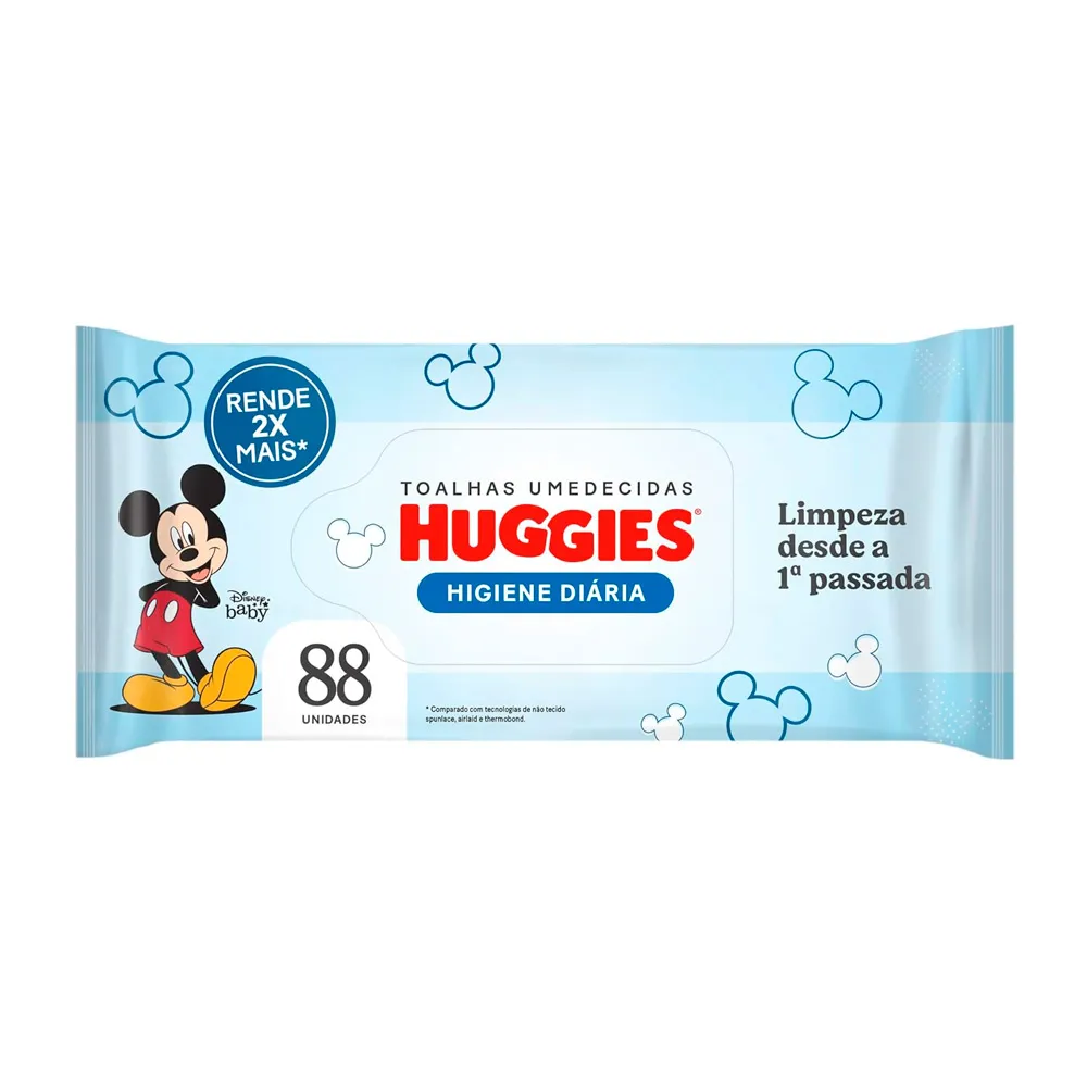 Lenço Umedecido Huggies Higiene Diária Disney Sortidos 88 Unidades
