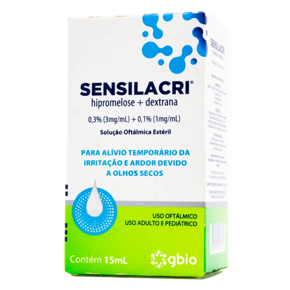 Sensilacri 1mg/ml + 3mg/ml Solução Oftálmica Estéril com 15ml