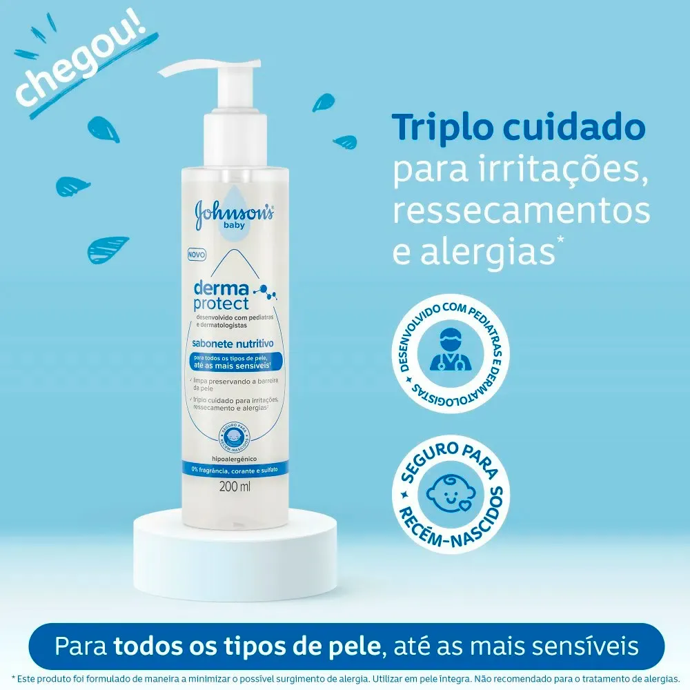 Sabonete Nutritivo Derma Protect Johnson's Baby Frasco Verso