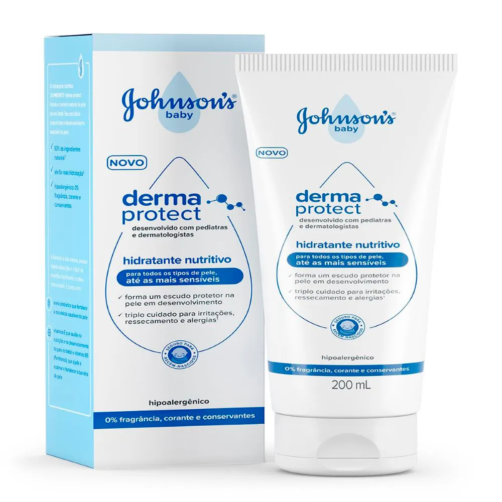 Creme Hidratante Nutritivo Derma Protect Johnson's Baby para Todos os Tipos de Pele 200ml