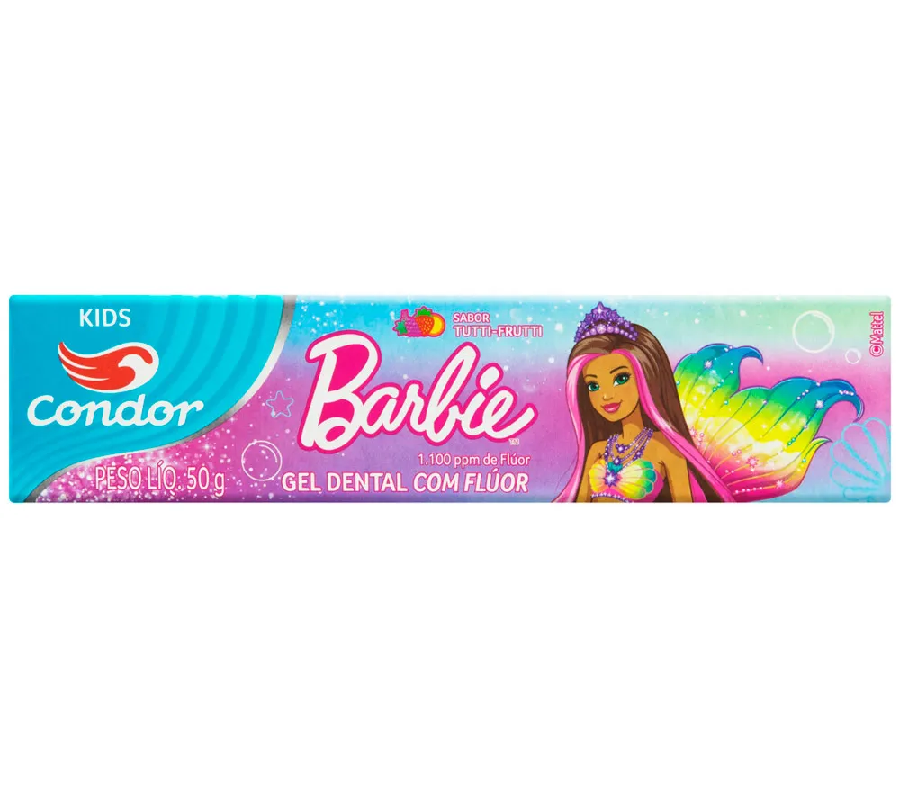 Gel Dental Infantil Condor Barbie com Flúor Tutti-Frutti 50g