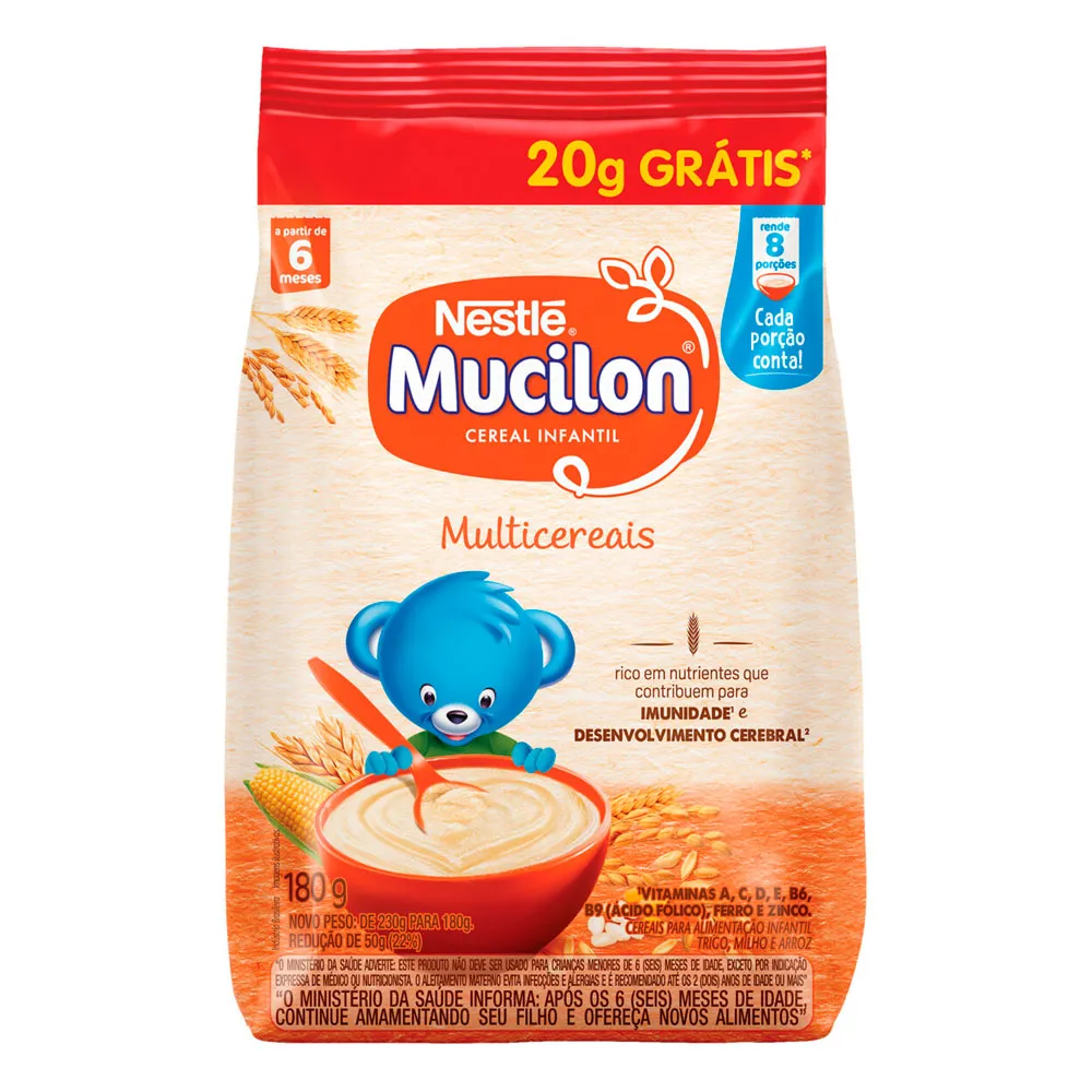 Mucilon Nestlé Multicereais Cereal Infantil 180g Grátis 20g