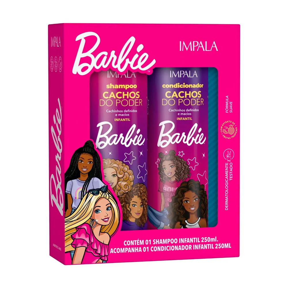 Shampoo e Condicionador Infantil Impala Barbie Cachos do Poder 250ml Cada