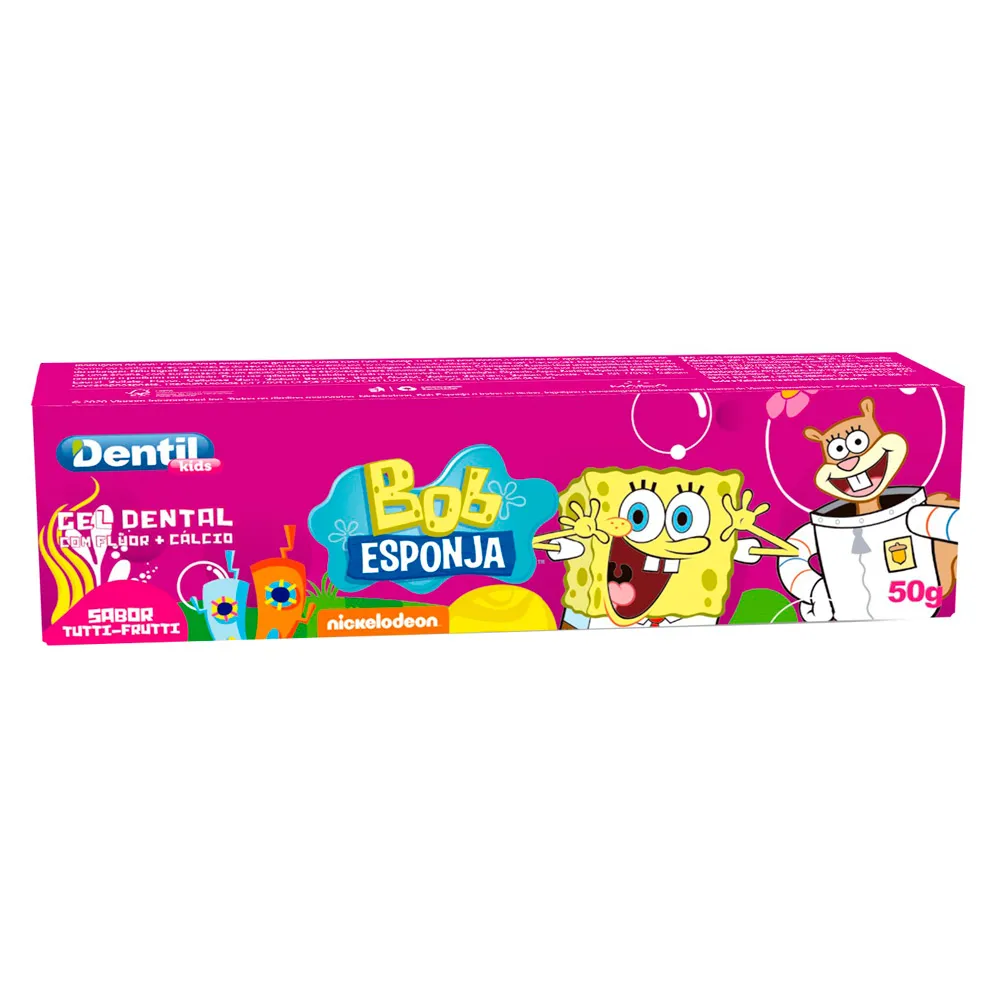 Gel Dental Dentil Kids Bob Esponja com Flúor Sabor Tutti-Frutti 50g