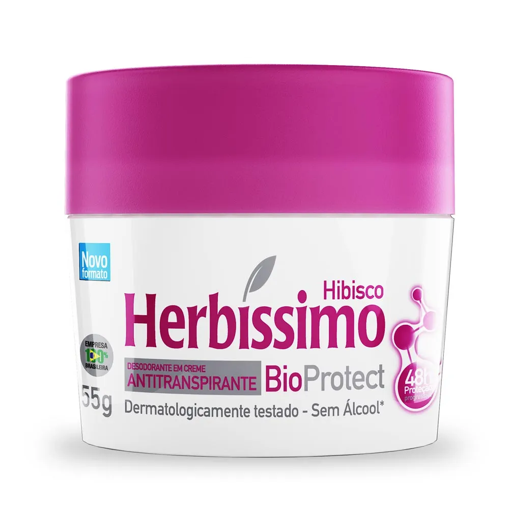 Desodorante Herbíssimo Bio Protect Creme Antitranspirante Hibisco 48h com 55g