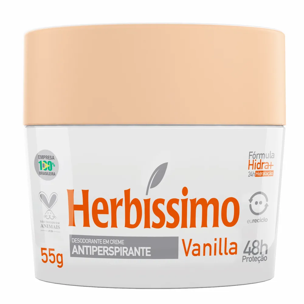Desodorante em Creme Herbíssimo Vanilla Antiperspirante 48h 55g