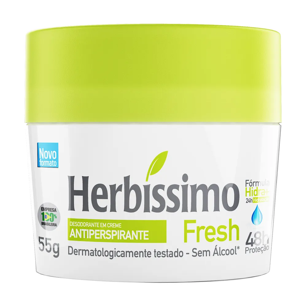 Desodorante em Creme Herbíssimo Fresh Antiperspirante 48h sem Álcool 55g