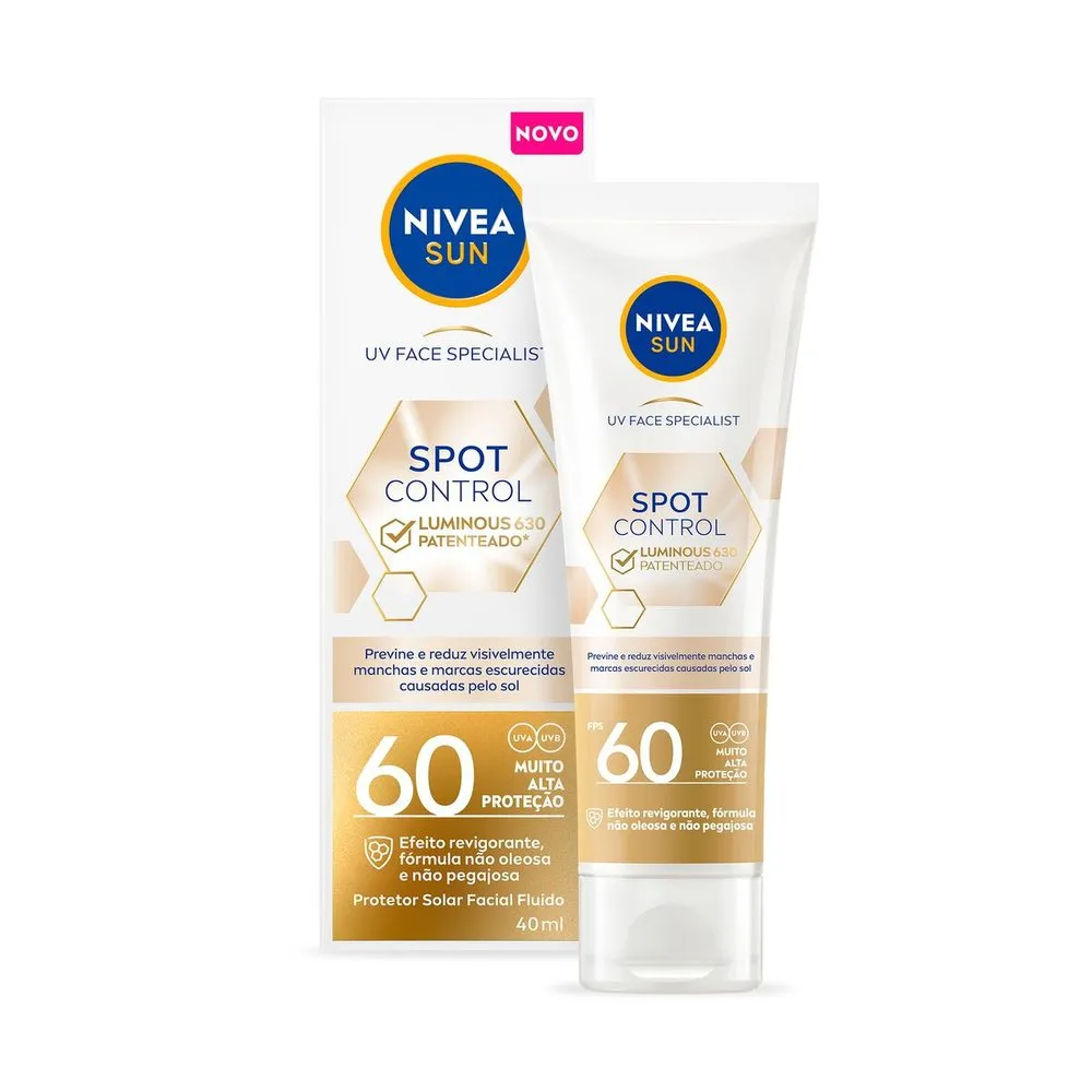 Protetor Solar Facial Fluido Nivea Sun Spot Control Luminous 630 FPS 60 40ml