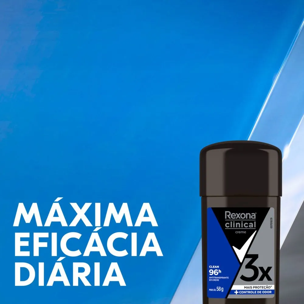 Desodorante Antitraspirante Rexona Clinical Creme Clean 96h com