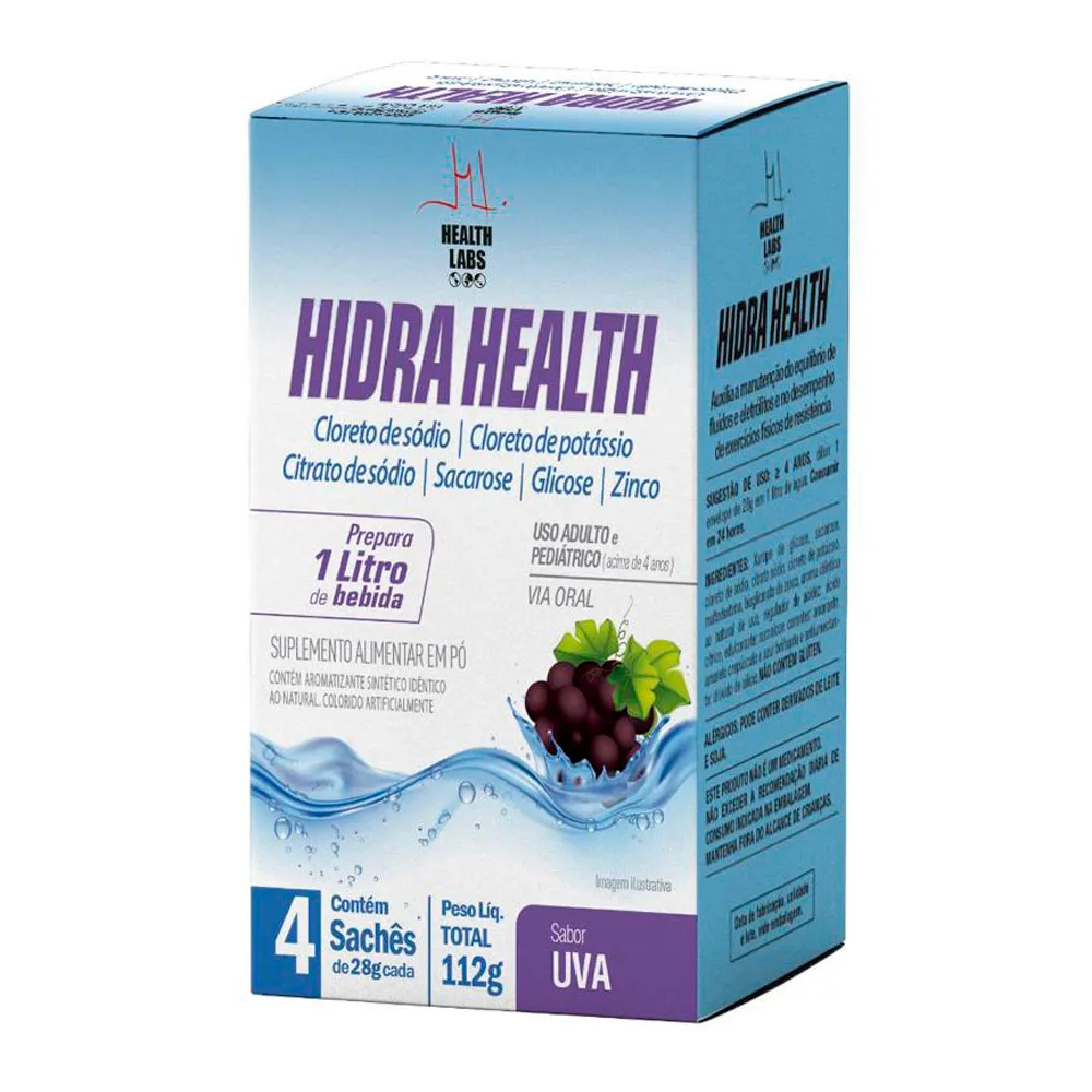 Hidra Health Health Labs Sabor Uva com 4 Sachês de 28g cada Caixa