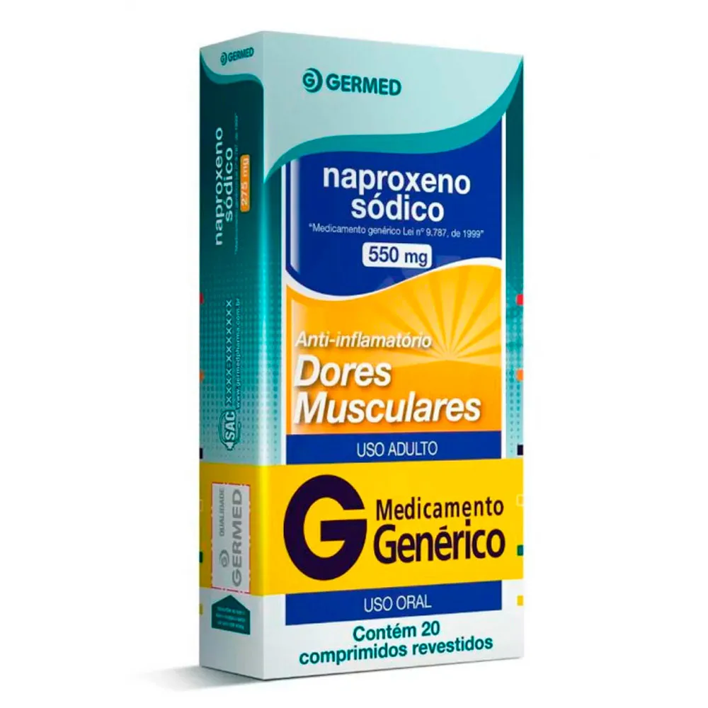 Naproxeno 550mg Germed Genérico com 20 Comprimidos Revestidos