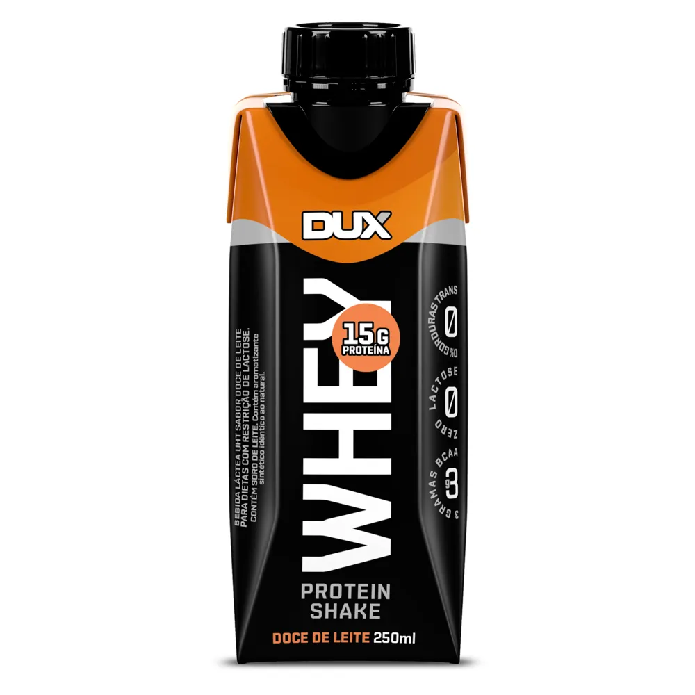 Bebida Láctea UHT Whey Protein Shake Dux Sabor Doce de Leite com 15g de Proteína 250ml