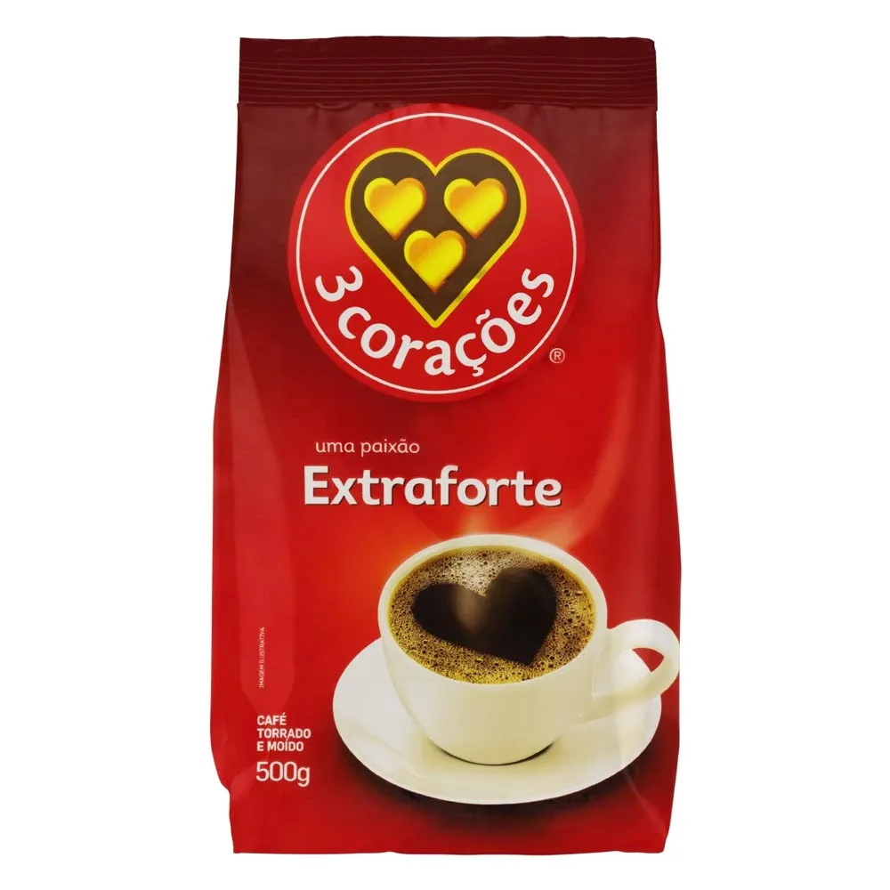 Café Torrado e  Moído 3 Corações Extraforte 500g