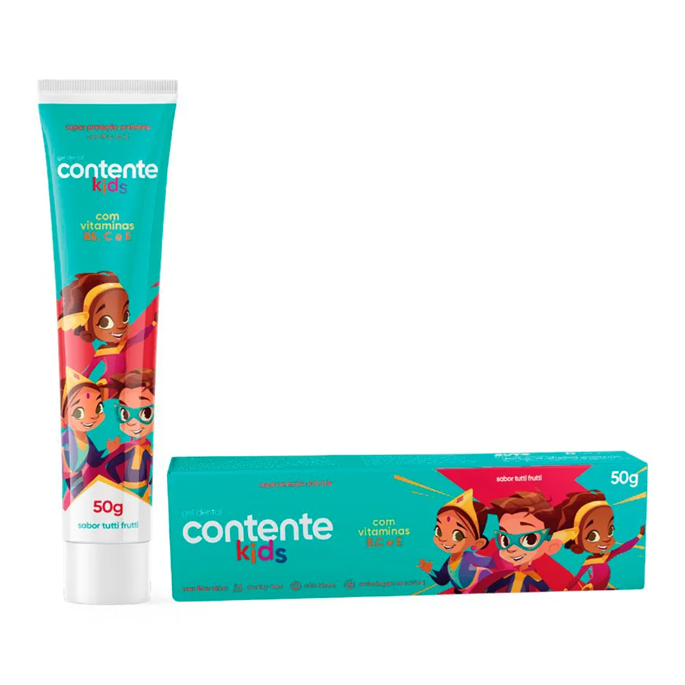 Gel Dental Contente Kids Sabor Tutti Frutti com Flúor 50g