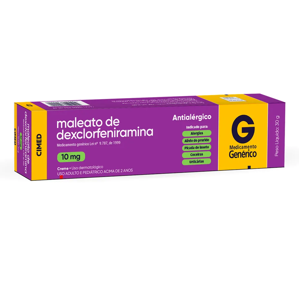 Dexclorfeniramina 10mg/g Cimed Genérico Creme com 30g