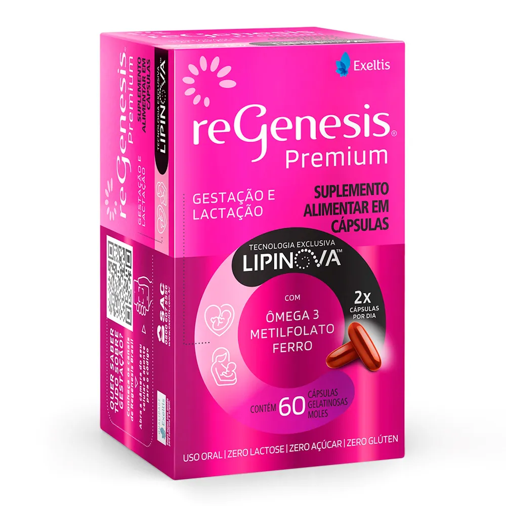 ReGenesis Premium Lipinova Gestação e Lactação com 60 Cápsulas Gelatinosas Moles