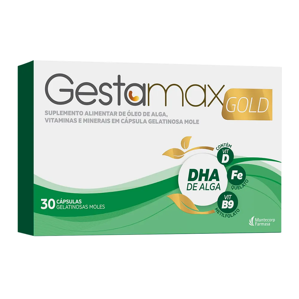 Gestamax Gold DHA de Alga com 30 Cápsulas Gelatinosas Moles Caixa