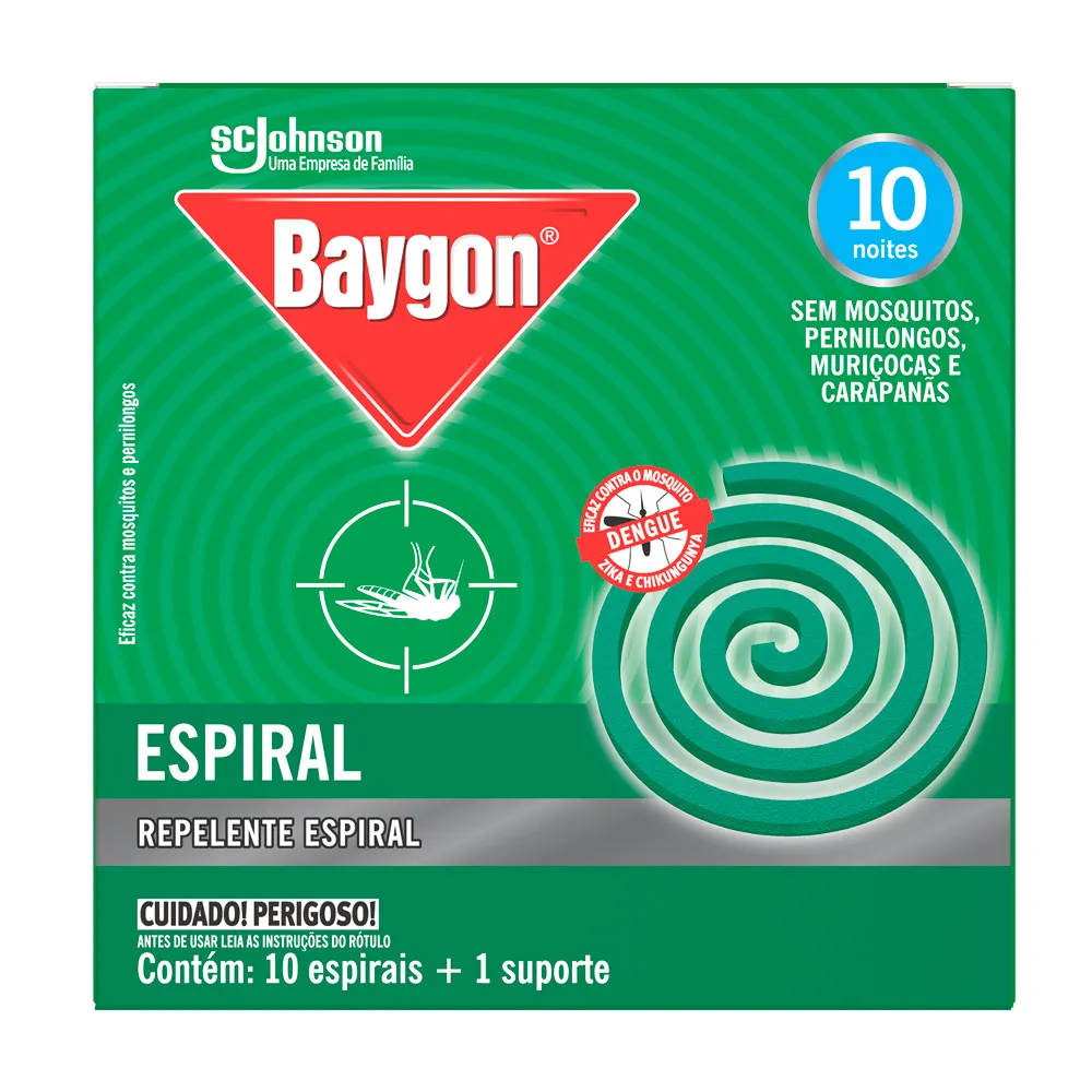 Repelente Espiral Baygon com 10 Unidades e 1 Suporte Caixa