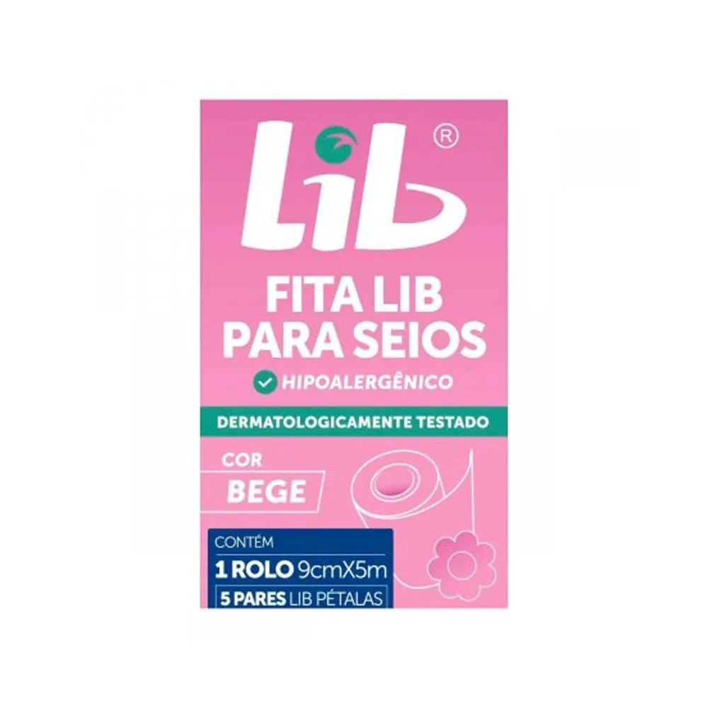 Fita Lib para Seios Cor Bege com 1 Rolo 9cm X 5m com 5 Pares