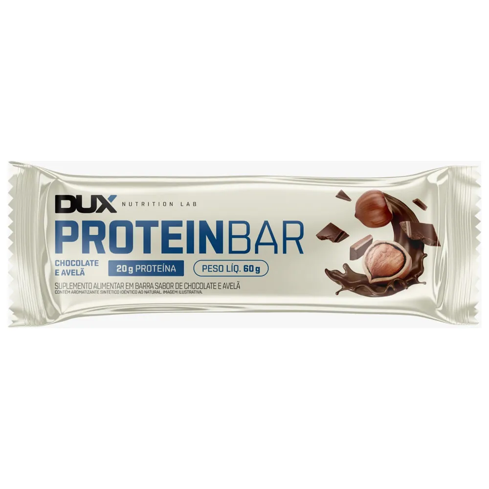 Barra de Proteína Dux Proteinbar Chocolate e Avelã 20g Proteína com 60g