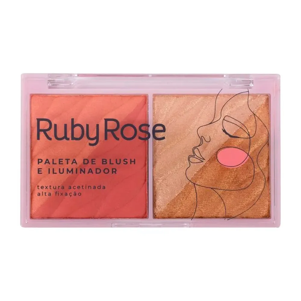 Paleta de Blush e Iluminador Ruby Rose Hb75331 com 11,4g