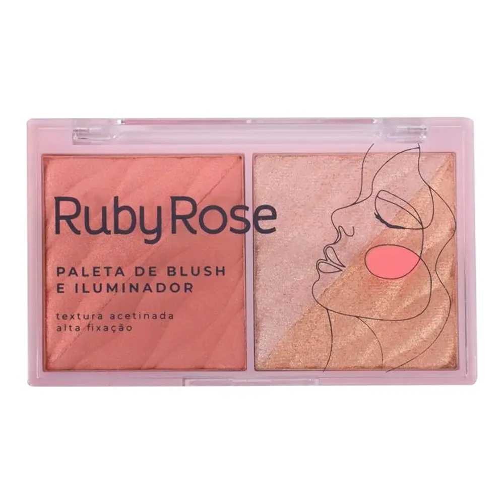 Paleta de Blush e Iluminador Ruby Rose Hb75332 com 11,4g