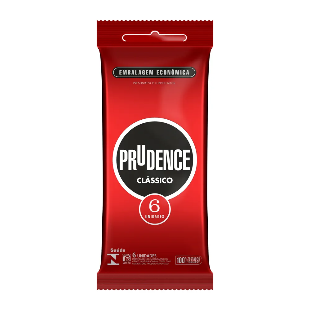 Preservativos Prudence Lubrificados Clássico 6 Unidades