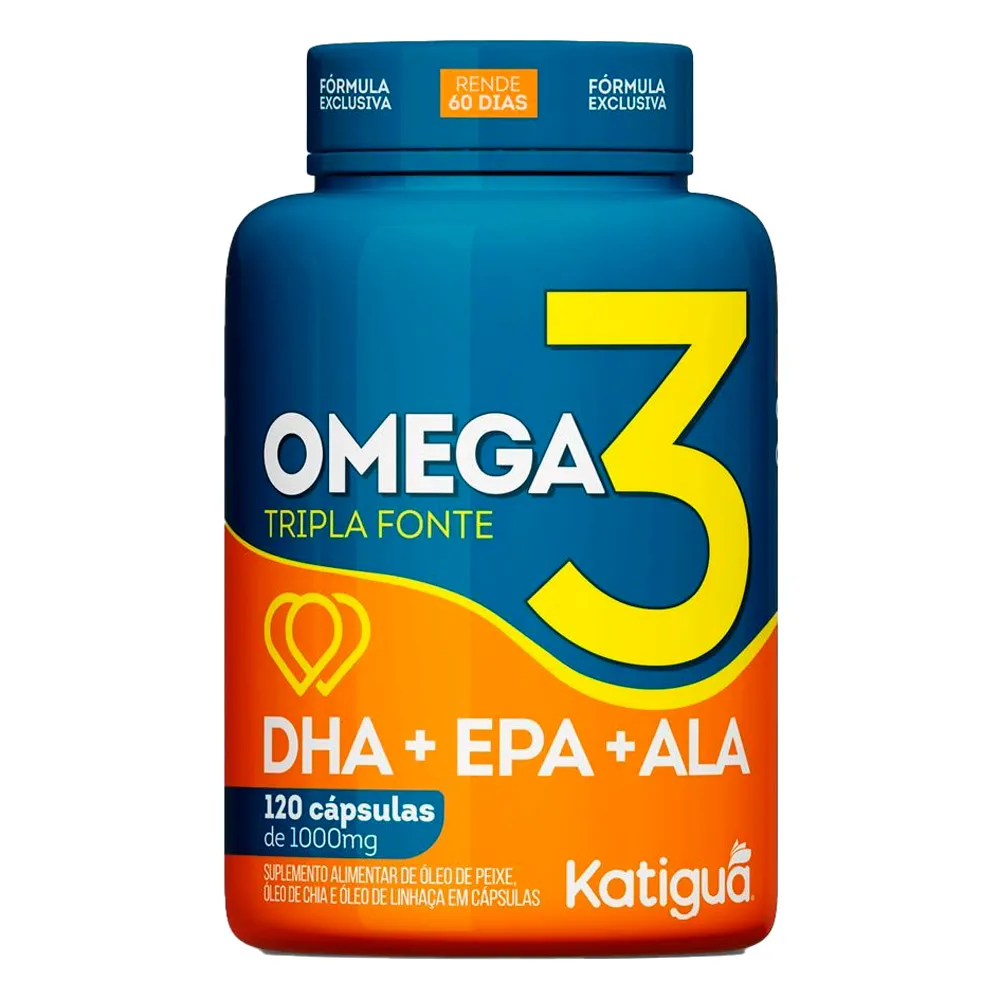 Omega 3 Tripla Fonte Katiguá DHA + EPA + ALA com 120 Cápsulas
