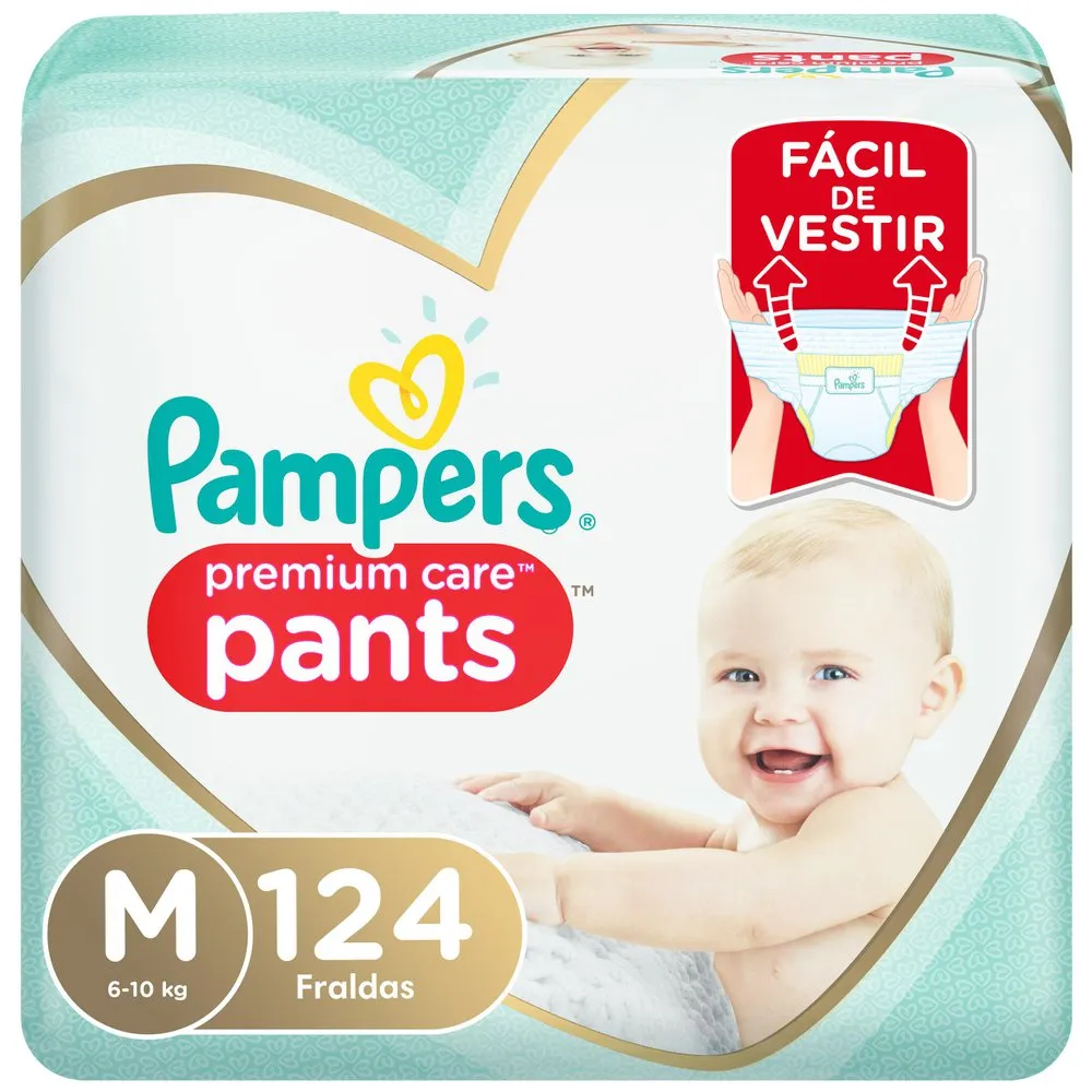 Fralda Pampers Premium Care Pants Tamanho M com 124 Unidades