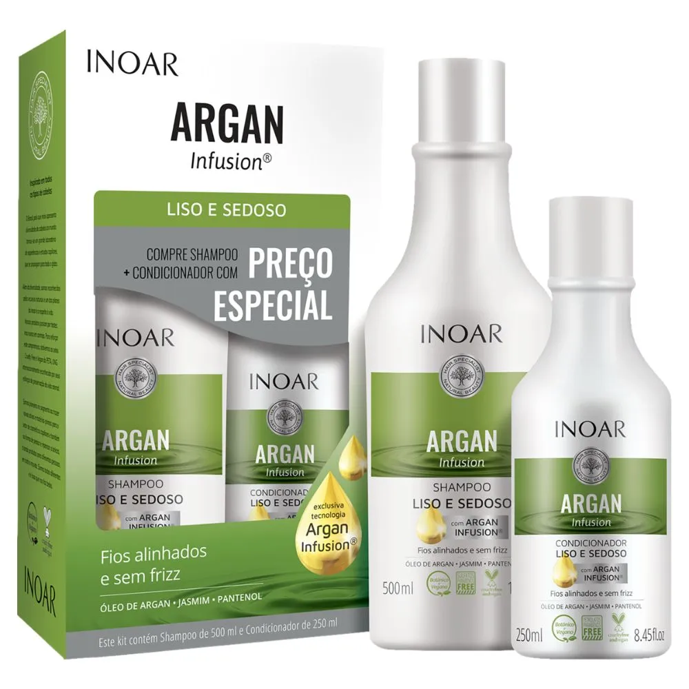 Inoar Argan Infusion Liso e Sedoso Shampoo 500ml e Condicionador 250ml