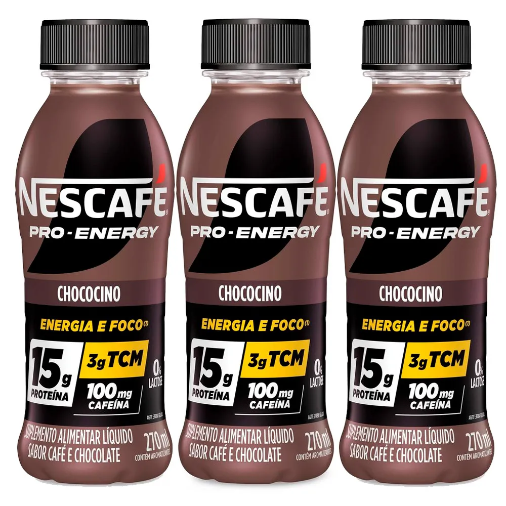 Kit 3 Suplemento Alimentar Nescafé Pro-Energy 15g de Proteína