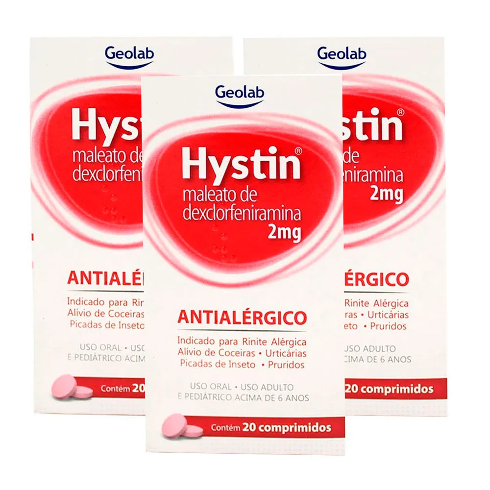 Hystin 2mg com 20 Comprimidos | Kit com três unidades - Drogaria Araujo