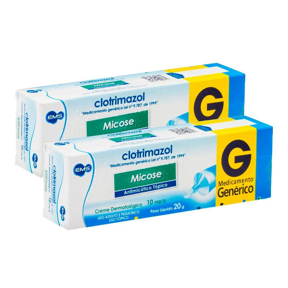 Kit 2 Clotrimazol 10mg/g (1%) EMS Genérico Creme com 20g - Drogaria Araujo