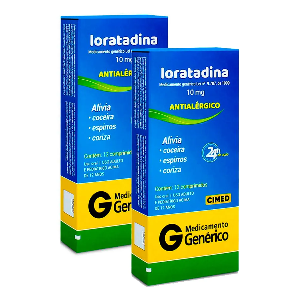 Kit 2 Loratadina 10mg Cimed Genérico com 12 Comprimidos - Drogaria Araujo