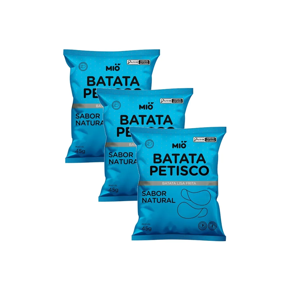 Kit 3 Batata Petisco Mió Sabor Natural 45g - Drogaria Araujo
