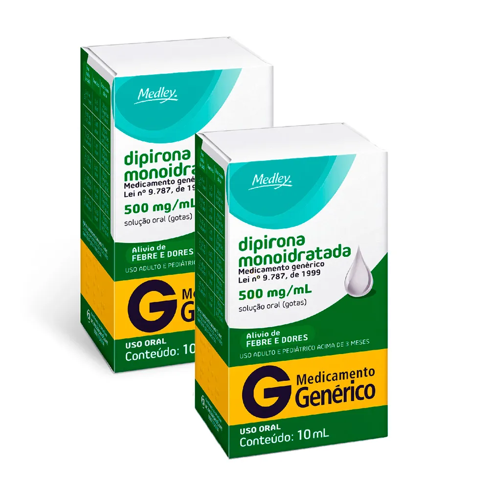 Kit 2 Dipirona Sódica 500mg/ml Medley Genérico Gotas com 10ml ...