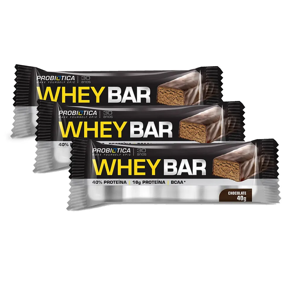 Barra de Proteína Whey Bar Low Carb Probiótica Chocolate 40g | Kit com ...