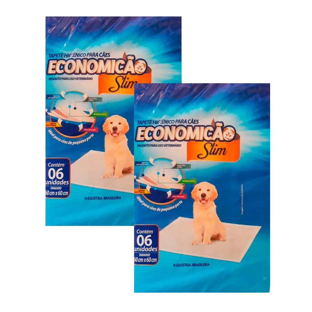 Kit 2 Tapete Higiênico para Cães Economicão Slim 6 Unidades