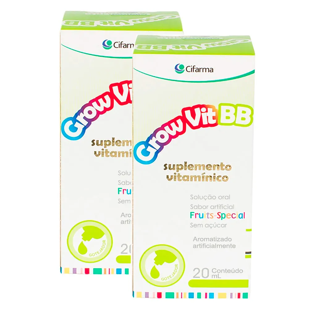 Kit 2 Grow Vit BB Gotas com 20ml - Drogaria Araujo
