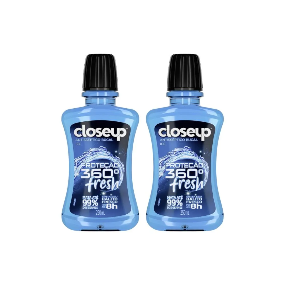 Kit 2 Antisséptico Bucal Closeup Ice com Álcool 250ml - Drogaria