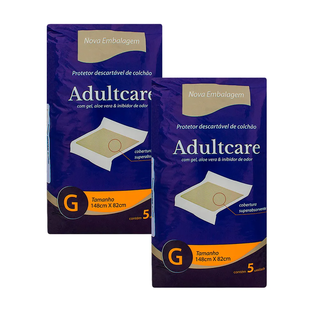 Kit 2 Protetor de Colchão Adultcare Descartável Tamanho G com 5 Unidades