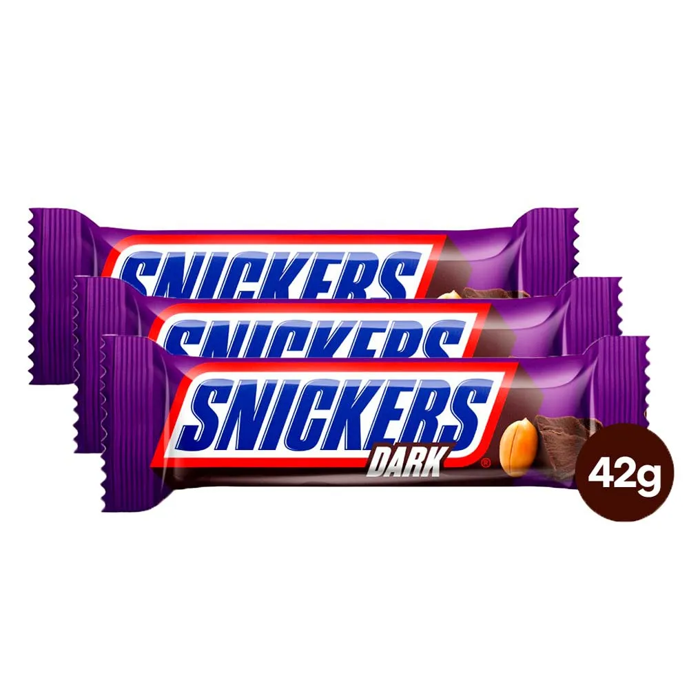 Kit 3 Chocolate Snickers Dark 42g - Drogaria Araujo